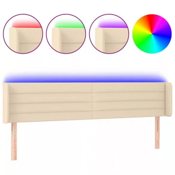 krémszínű szövet LED-es fejtámla 203 x 16 x 78/88 cm