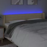 krémszínű szövet LED-es fejtámla 203 x 16 x 78/88 cm