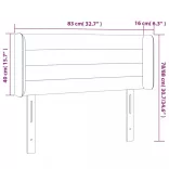 sötétszürke bársony LED-es fejtámla 83 x 16 x 78/88 cm