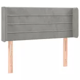 világosszürke bársony LED-es fejtámla 93 x 16 x 78/88 cm