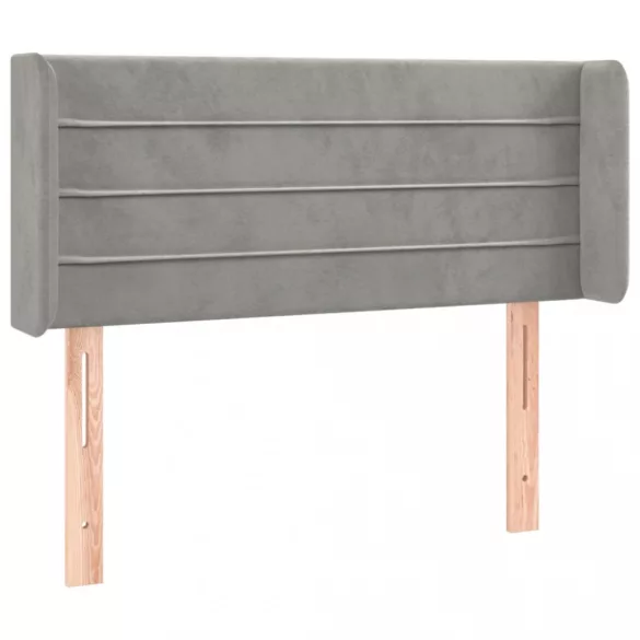 világosszürke bársony LED-es fejtámla 93 x 16 x 78/88 cm