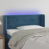sötétkék bársony LED-es fejtámla 93 x 16 x 78/88 cm