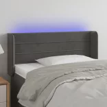 sötétszürke bársony LED-es fejtámla 103 x 16 x 78/88 cm