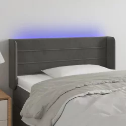 sötétszürke bársony LED-es fejtámla 103 x 16 x 78/88 cm