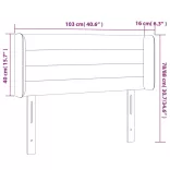 sötétkék bársony LED-es fejtámla 103 x 16 x 78/88 cm