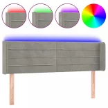 világosszürke bársony LED-es fejtámla 147 x 16 x 78/88 cm