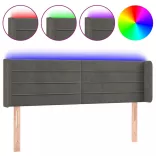 sötétszürke bársony LED-es fejtámla 147 x 16 x 78/88 cm