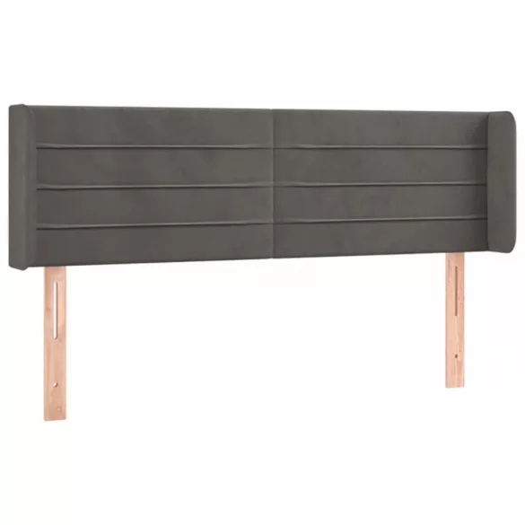 sötétszürke bársony LED-es fejtámla 147 x 16 x 78/88 cm