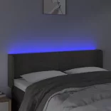 sötétszürke bársony LED-es fejtámla 147 x 16 x 78/88 cm