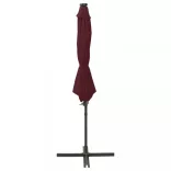 bordóvörös konzolos napernyő rúddal és LED-világítással 300 cm