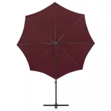 bordóvörös konzolos napernyő rúddal és LED-világítással 300 cm
