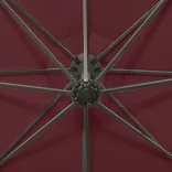 bordóvörös konzolos napernyő rúddal és LED-világítással 300 cm