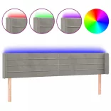 világosszürke bársony LED-es fejtámla 163 x 16 x 78/88 cm