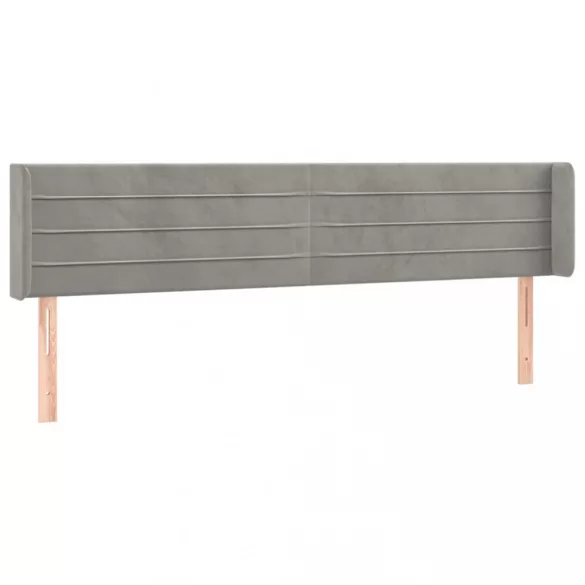 világosszürke bársony LED-es fejtámla 163 x 16 x 78/88 cm