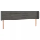 sötétszürke bársony LED-es fejtámla 163 x 16 x 78/88 cm
