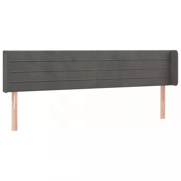 sötétszürke bársony LED-es fejtámla 163 x 16 x 78/88 cm