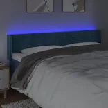 sötétkék bársony LED-es fejtámla 163 x 16 x 78/88 cm