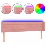 rózsaszín bársony LED-es fejtámla 163x16x78/88 cm