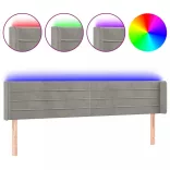 világosszürke bársony LED-es fejtámla 183 x 16 x 78/88 cm
