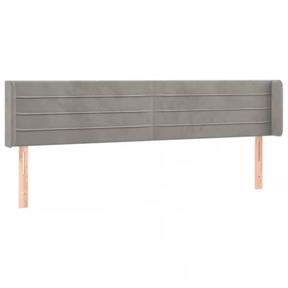 világosszürke bársony LED-es fejtámla 183 x 16 x 78/88 cm