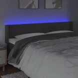sötétszürke bársony LED-es fejtámla 183 x 16 x 78/88 cm