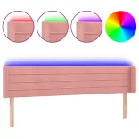 rózsaszín bársony LED-es fejtámla 183x16x78/88 cm
