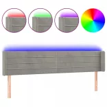 világosszürke bársony LED-es fejtámla 203 x 16 x 78/88 cm