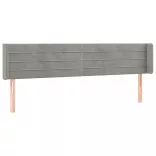 világosszürke bársony LED-es fejtámla 203 x 16 x 78/88 cm