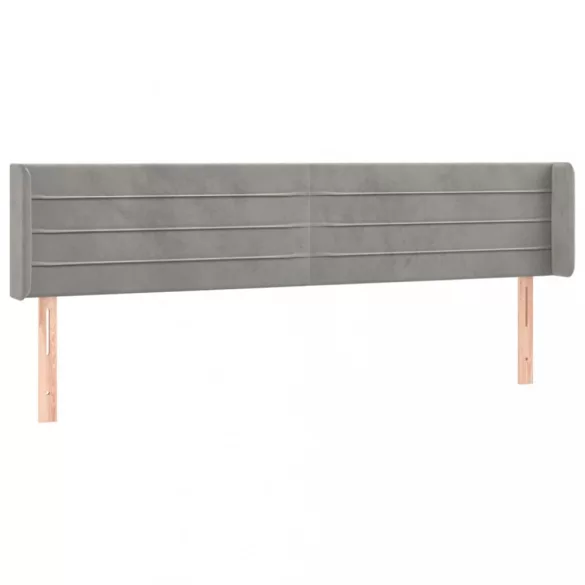 világosszürke bársony LED-es fejtámla 203 x 16 x 78/88 cm