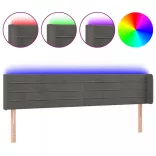 sötétszürke bársony LED-es fejtámla 203 x 16 x 78/88 cm
