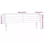 sötétszürke bársony LED-es fejtámla 203 x 16 x 78/88 cm