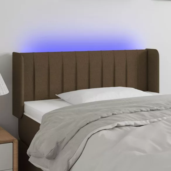 sötétbarna szövet LED-es fejtámla 83 x 16 x 78/88 cm