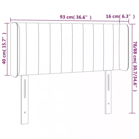 sötétszürke szövet LED-es fejtámla 93 x 16 x 78/88 cm