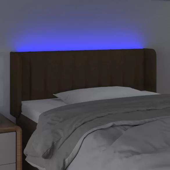sötétbarna szövet LED-es fejtámla 93 x 16 x 78/88 cm