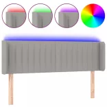 világosszürke szövet LED-es fejtámla 147 x 16 x 78/88 cm