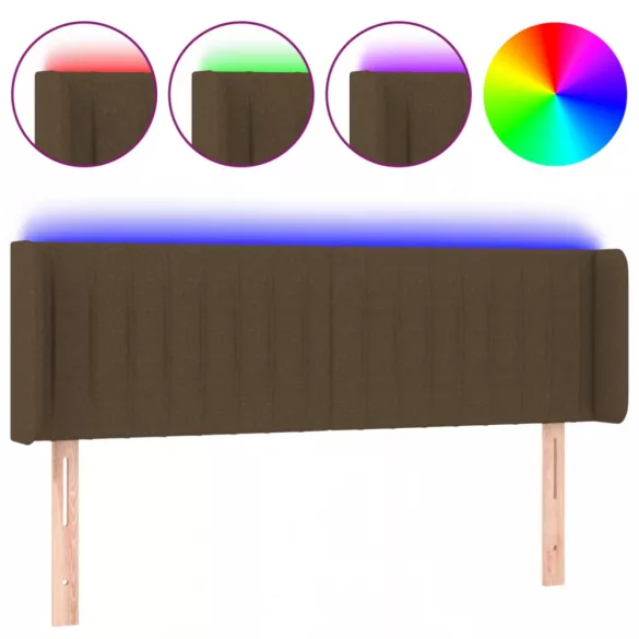 sötétbarna szövet LED-es fejtámla 147 x 16 x 78/88 cm