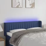 kék szövet LED-es fejtámla 147 x 16 x 78/88 cm
