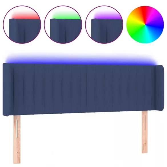 kék szövet LED-es fejtámla 147 x 16 x 78/88 cm