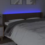 sötétbarna szövet LED-es fejtámla 163 x 16 x 78/88 cm