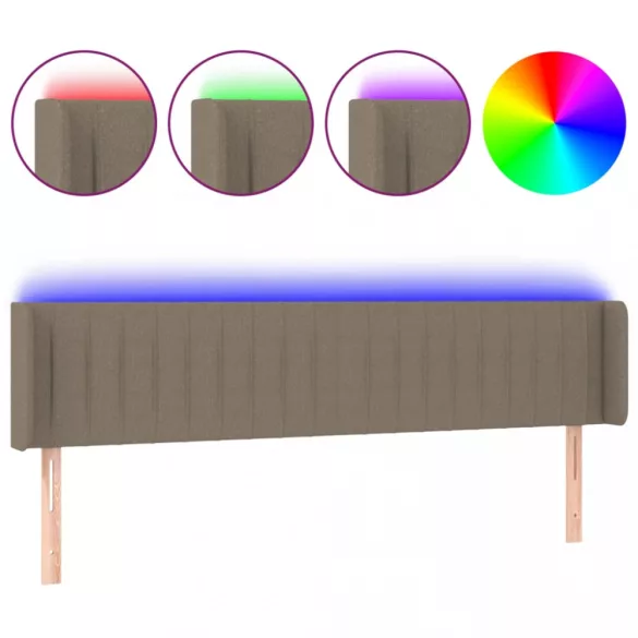 tópszínű szövet LED-es fejtámla 163 x 16 x 78/88 cm