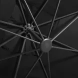 fekete konzolos napernyő rúddal és LED-fényekkel 300 cm