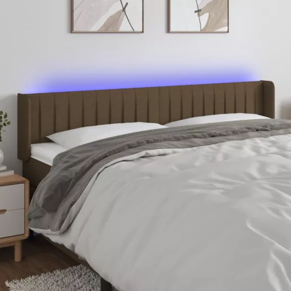sötétbarna szövet LED-es fejtámla 183 x 16 x 78/88 cm