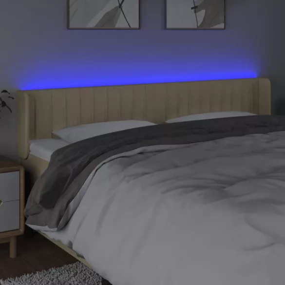 krémszínű szövet LED-es fejtámla 203 x 16 x 78/88 cm