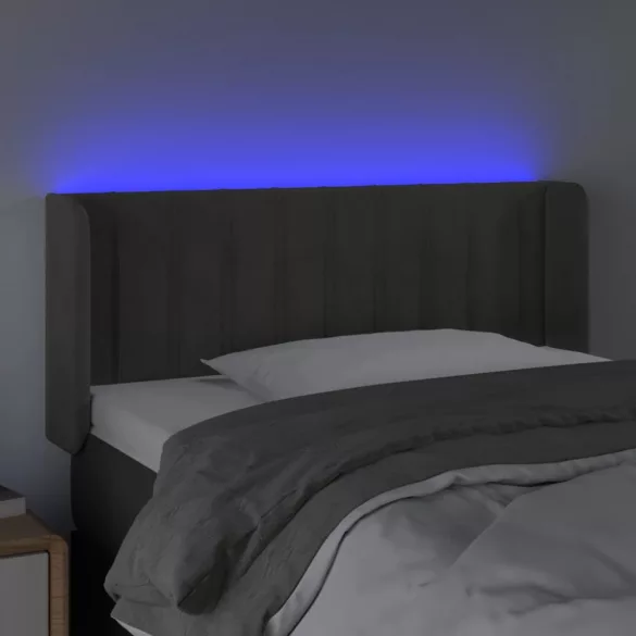 sötétszürke bársony LED-es fejtámla 83 x 16 x 78/88 cm