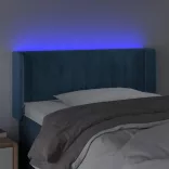 sötétkék bársony LED-es fejtámla 83 x 16 x 78/88 cm