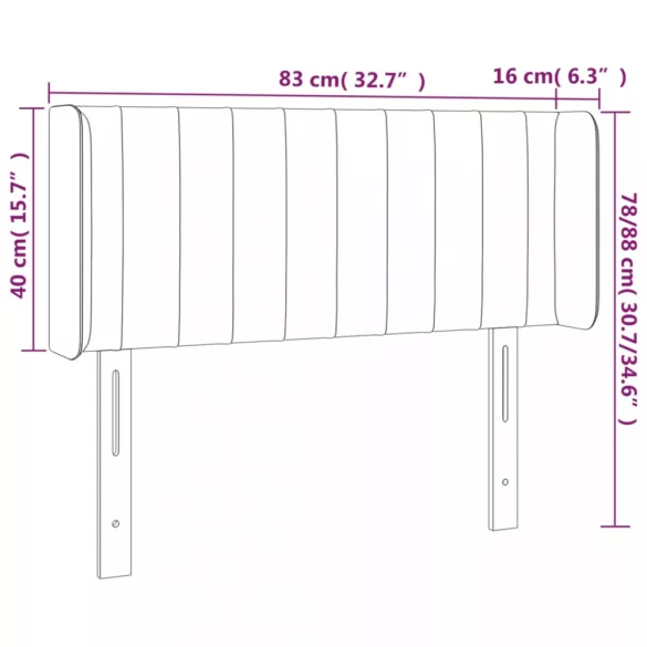 rózsaszín bársony LED-es fejtámla 83 x 16 x 78/88 cm