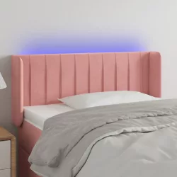 rózsaszín bársony LED-es fejtámla 93x16x78/88 cm
