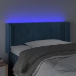 sötétkék bársony LED-es fejtámla 103 x 16 x 78/88 cm