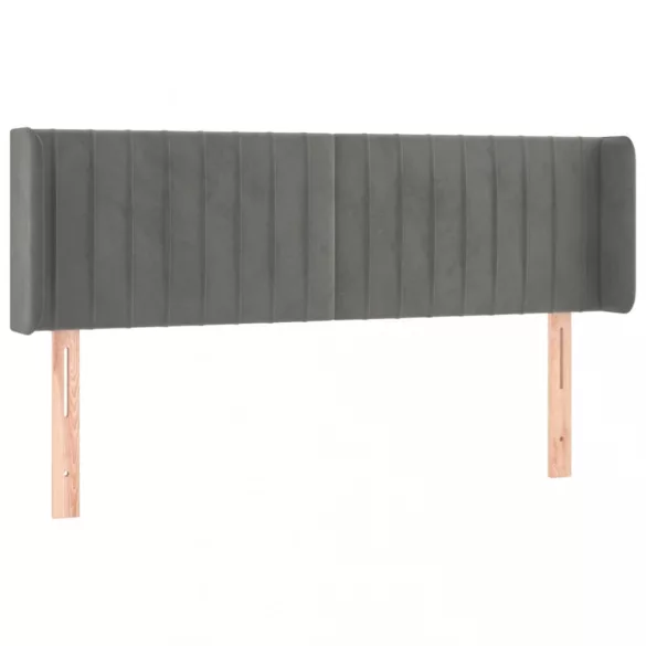 világosszürke bársony LED-es fejtámla 147 x 16 x 78/88 cm