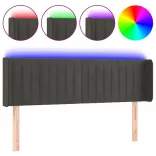 sötétszürke bársony LED-es fejtámla 147 x 16 x 78/88 cm
